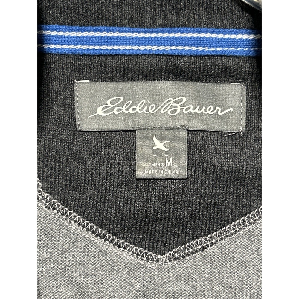 Gray Cotton Wool Blend 1/4 Zip Eddie Bauer Pullover Sweater Mens Medium - Picture 6 of 11